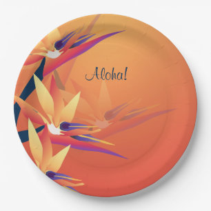Assiettes En Carton Luau Bird of Paradise Hawaiian Tropical Party 9in