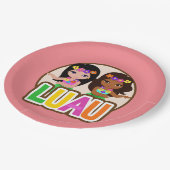 Assiettes En Carton Luau Girls (Angle)