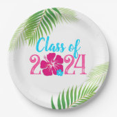 Assiettes En Carton Luau Tropical Class of 2024 Graduation Party (Devant)