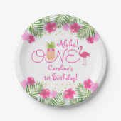 Assiettes En Carton Luau Tropical Floral Girl 1er anniversaire (Devant)