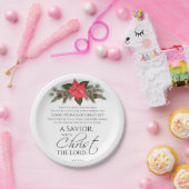 Assiettes En Carton Luc 2:10-11 Écriture de Noël Poinsettia (Fête)