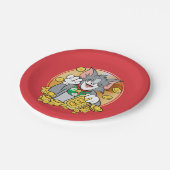 Assiettes En Carton Lucky Cat Jerry Avec Sycees Or (Angle)