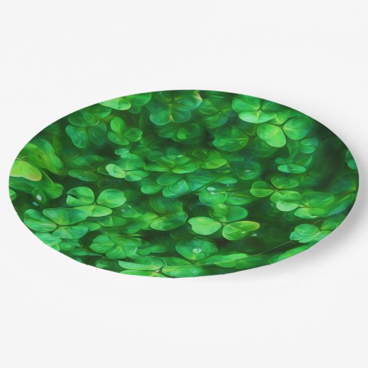 Assiettes En Carton Lucky Celtic Irish Green Shamrocks (Angle)