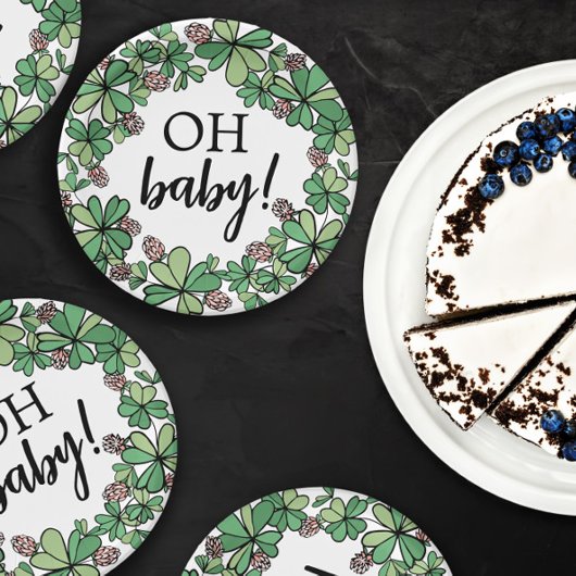 Assiettes En Carton Lucky Charm Clover Oh Baby Girl Baby shower