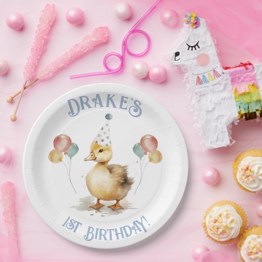Assiettes En Carton Lucky Duck 1ère fête d'anniversaire (Fête)