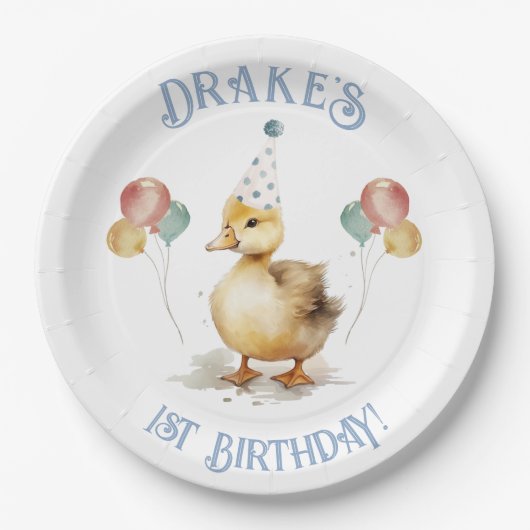 Assiettes En Carton Lucky Duck 1ère fête d'anniversaire (Devant)
