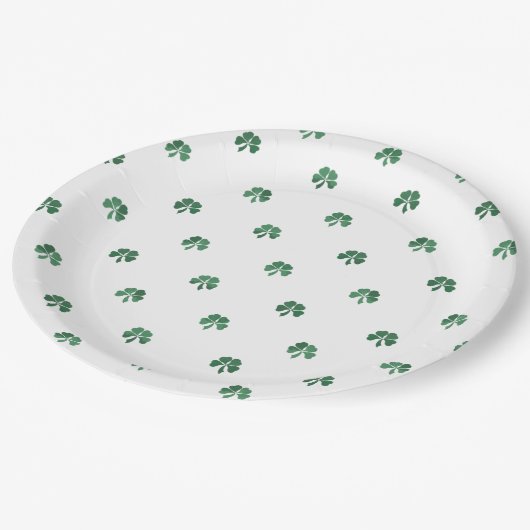 Assiettes En Carton Lucky Four Leaf Clover Mariage Saint Patricks (Angle)