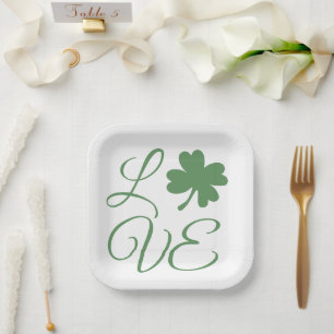 Assiettes En Carton Lucky Green Shamrock St. Patrick's Day  