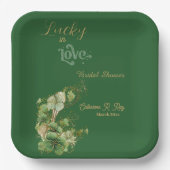 Assiettes En Carton Lucky in Love Gold Shimmer Shamrock Fête des marié (Recto)