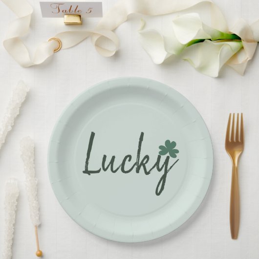 Assiettes En Carton Lucky Jour de la Saint Patrick Shamrock irlandais (Mariage)