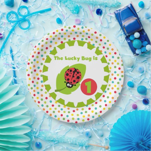 Assiettes En Carton Lucky Ladybug 1er Plaques papier d'anniversaire (Fête)