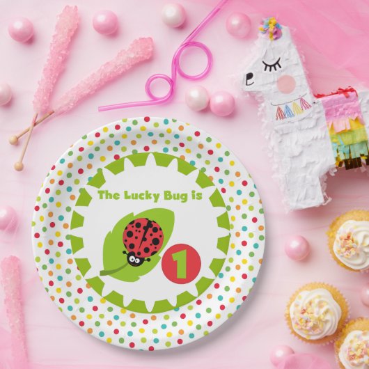 Assiettes En Carton Lucky Ladybug 1er Plaques papier d'anniversaire (Fête)