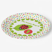 Assiettes En Carton Lucky Ladybug 1er Plaques papier d'anniversaire (Angle)