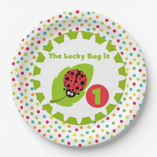 Assiettes En Carton Lucky Ladybug 1er Plaques papier d'anniversaire (Devant)