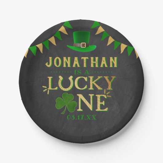 Assiettes En Carton Lucky One St. Patrick's Day 1er anniversaire (Devant)