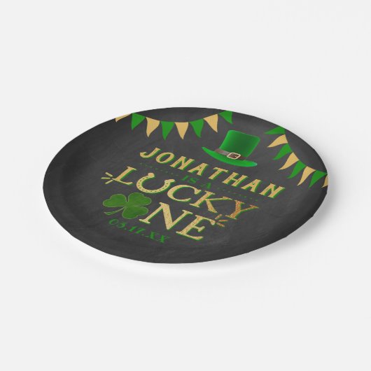 Assiettes En Carton Lucky One St. Patrick's Day 1er anniversaire (Angle)