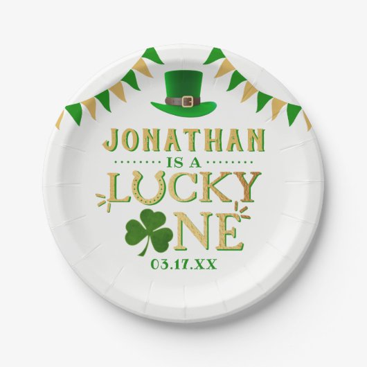 Assiettes En Carton Lucky One St. Patrick's Day 1er anniversaire (Devant)
