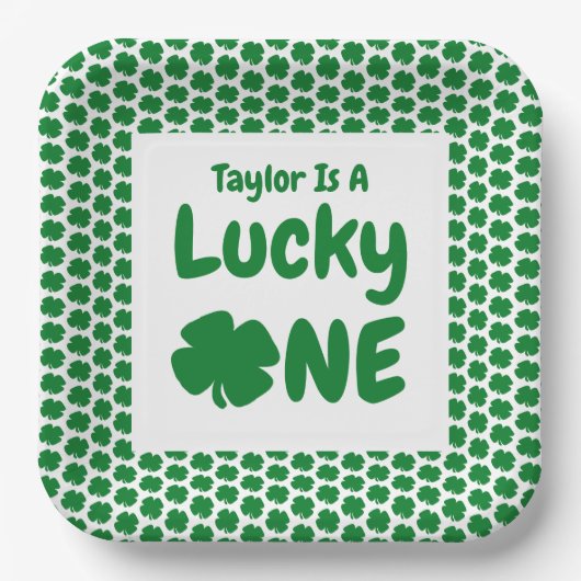 Assiettes En Carton Lucky One St Patrick's Day 1er anniversaire (Recto)