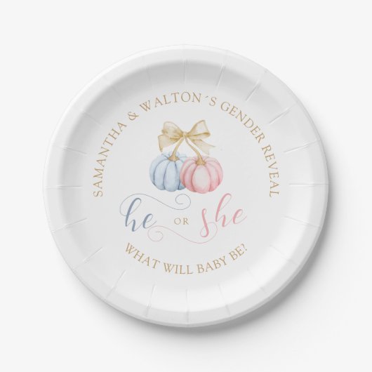 Assiettes En Carton Lui ou elle tombe Citrouille Sexe Plaques de papie (Devant)