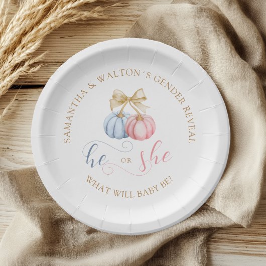 Assiettes En Carton Lui ou elle tombe Citrouille Sexe Plaques de papie
