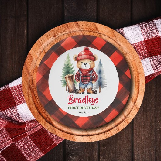 Assiettes En Carton Lumberjack partie vaisselle joli ours en peluche