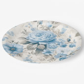 Assiettes En Carton Lumière Artistique Pastel Roses Bleus (Angle)