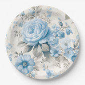 Assiettes En Carton Lumière Artistique Pastel Roses Bleus (Devant)