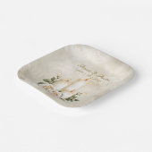 Assiettes En Carton Lumière aux chandelles or et blanc (Angulaire)