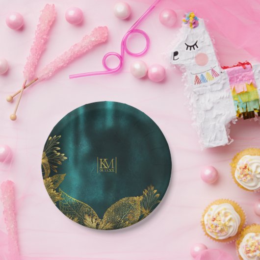 Assiettes En Carton Lumière de la Lune Mariage Emerald Green ID881 (Fête)