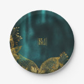 Assiettes En Carton Lumière de la Lune Mariage Emerald Green ID881 (Devant)