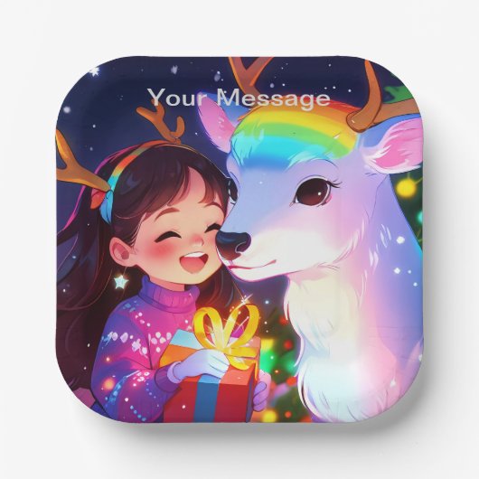 Assiettes En Carton Lumière de Noël enchantée (Recto)