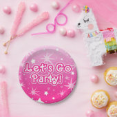 Assiettes En Carton Lumière et étoiles scintillantes rose chaud Allons (Fête)