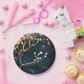 Assiettes En Carton Lumières d'arbre de soirée rustique Mariage de nui (Fête)