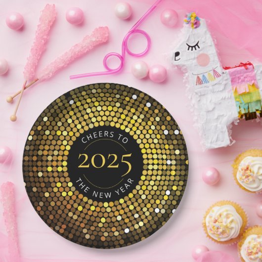 Assiettes En Carton Lumières de cercle scintillant Nouvel An (Fête)