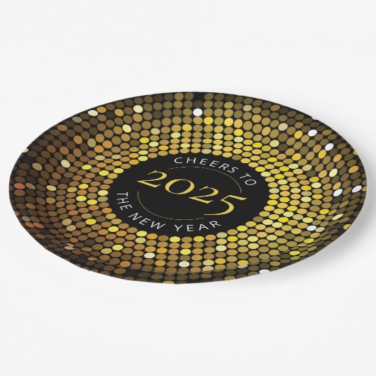 Assiettes En Carton Lumières de cercle scintillant Nouvel An (Angle)