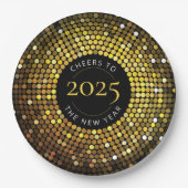 Assiettes En Carton Lumières de cercle scintillantes Nouvel An (Devant)