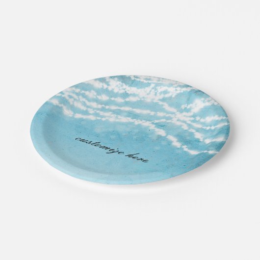 Assiettes En Carton Lumières de chaîne célestes bleues Mariage rustiqu (Angle)