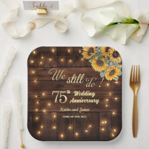 Assiettes En Carton Lumières de Chaîne de 75e Anniversaire de Mariage