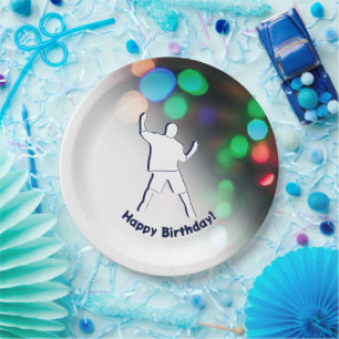 Assiettes En Carton Lumières de fête dansante pour joyeux anniversaire