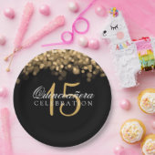 Assiettes En Carton Lumières d'or de fête d'anniversaire de (Fête)