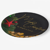 Assiettes En Carton Lumières dorées Joyeux Noël moderne (Angle)