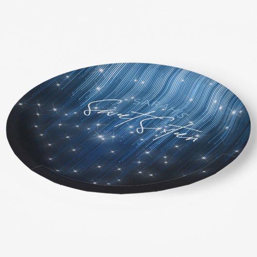 Assiettes En Carton Lumières en cascade Sweet 16 Blue ID790 (Angle)