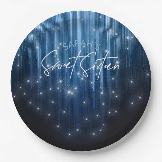 Assiettes En Carton Lumières en cascade Sweet 16 Blue ID790 (Devant)