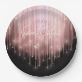 Assiettes En Carton Lumières en cascade Sweet 16 Rose Gold ID790 (Devant)