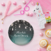 Assiettes En Carton Lumières Étincelantes Palmiers Elégant Mariage Pla (Fête)