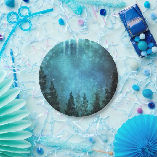 Assiettes En Carton Lumières étoilées Mariage campagnard de pins rusti (Fête)