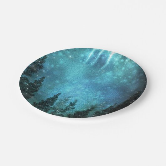 Assiettes En Carton Lumières étoilées Mariage campagnard de pins rusti (Angle)