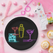 Assiettes En Carton Lumières néon colorées Cocktails 21e Anniversaire (Fête)
