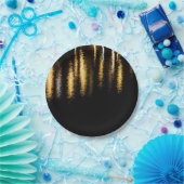 Assiettes En Carton Lumières nocturnes Abstraites mer brillant or noir (Fête)