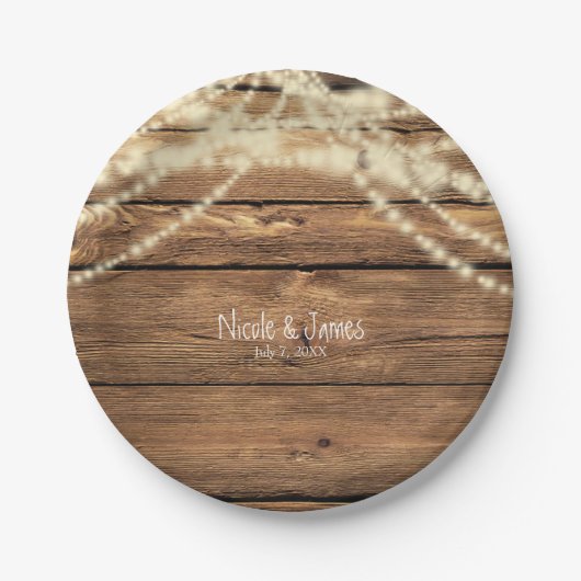 Assiettes En Carton Lumières rustiques et Mariage rustique (Devant)